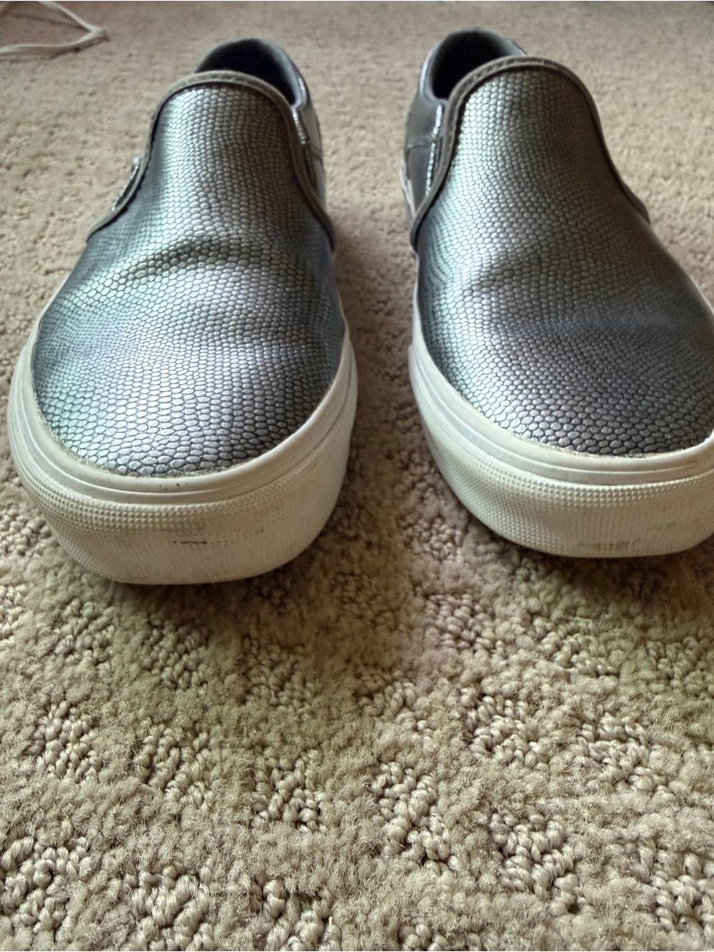 Vans Slip-Ons Textured Metallic Gray, women’s 6.5 - Picture 2 of 8